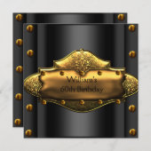 メンズ30th誕生日パーティー金ゴールドブラックマン3 招待状 (正面/裏面)