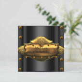 メンズ30th誕生日パーティー金ゴールドブラックマン3 招待状 (スタンド正面)