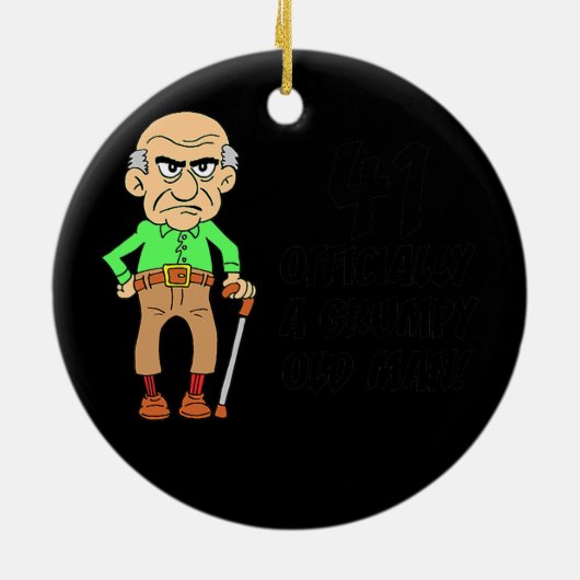 メンズ41公式に丘を越えて不機嫌な老人 セラミックオーナメント (裏面)