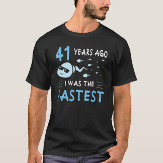 メンズ41年前の私は最速の誕生日 Tシャツ