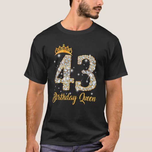 メンズ43歳で私の43誕生日クイーン・ディアモン Tシャツ (正面)