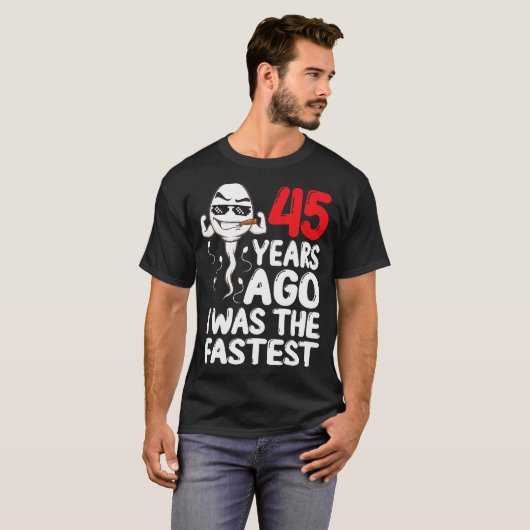 メンズ45誕生日ギャグドレス45年前の私は Tシャツ (正面フル)