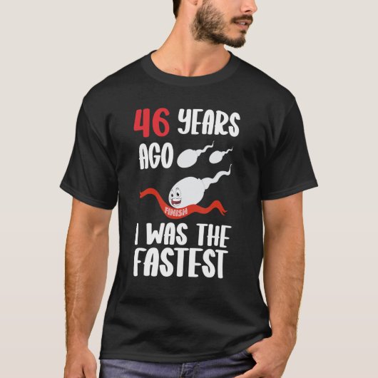 メンズ46誕生日ギャグドレス46年前の私は Tシャツ (正面)
