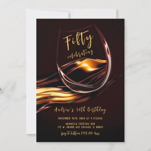 メンズ50誕生日 招待状 (正面)