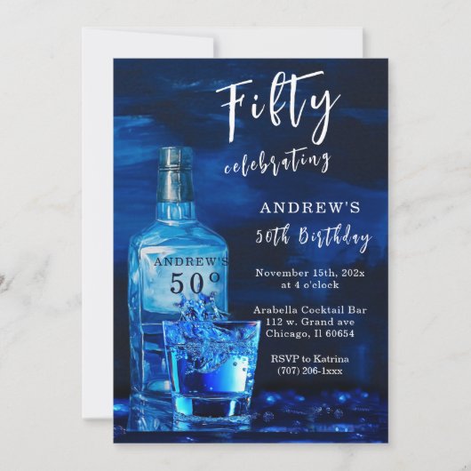 メンズ50誕生日 招待状 (正面)