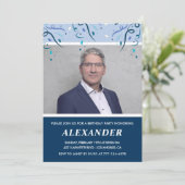 メンズ60歳の誕生日招待状写真ネイビーブルー 招待状 (スタンド正面)