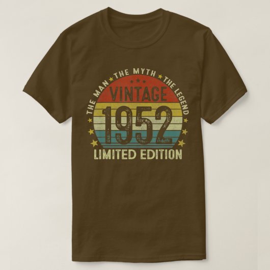 メンズ70歳のギフトヴィンテージ1952男の神話レゲン Tシャツ (デザイン正面)