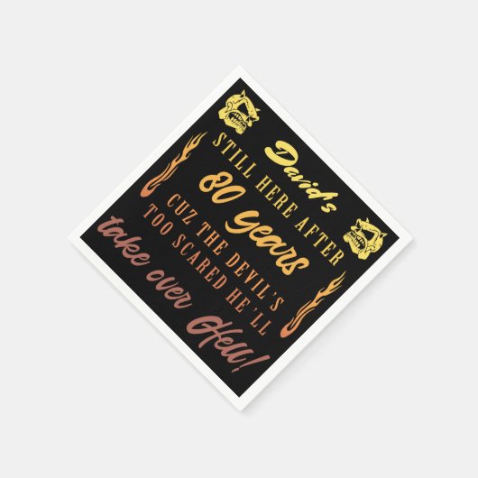 メンズ80誕生日ユーモア スタンダードカクテルナプキン (角)