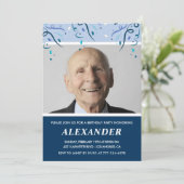 メンズ90歳の誕生日招待状写真ネイビーブルー 招待状 (スタンド正面)