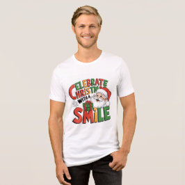 メンズ かわいい クリスマス サンタ 笑顔 トリブレンド トライブレンドTシャツ