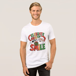 メンズ かわいい クリスマス サンタ 笑顔 トリブレンド トライブレンドTシャツ