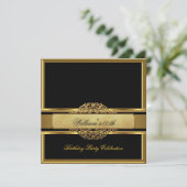 メンズ エレガント ブラック ゴールド バースデー パーティー メンズ 招待状 (スタンド正面)