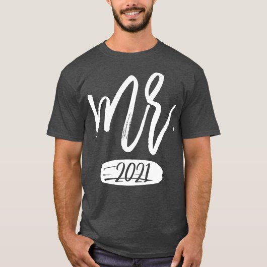 メンズ カップル お揃い Mr and Mrs 2021 面白い Tシャツ (正面)
