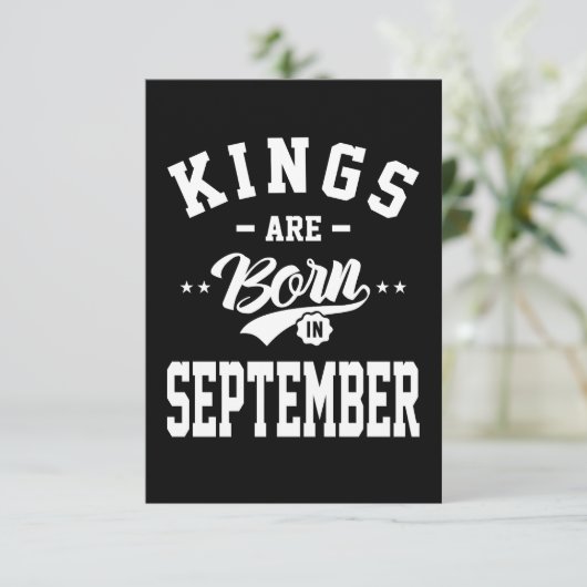 メンズ・キング生まれは9月の誕生日・ギフト 出欠カード (スタンド正面)