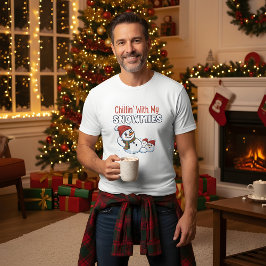 メンズ クリスマスTシャツ | 雪だるまホリデーデザイン Tシャツ