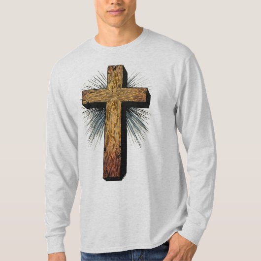 メンズ グラフィック クロス 長袖Tシャツ Tシャツ (正面)