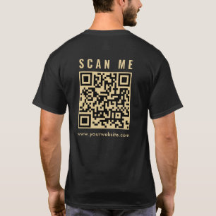 メンズ ゴールド QRコード フロント&バックプリント Tシャツ