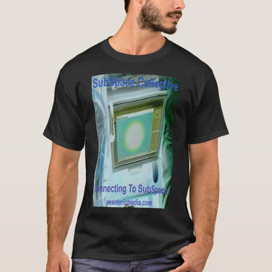 メンズ "サブスペースに接続" ブラックTシャツ Tシャツ (正面)