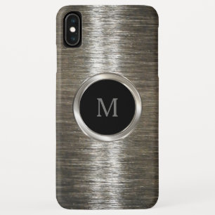 メンズ シルバー メタル モノグラム デザイン iPhone XS MAXケース