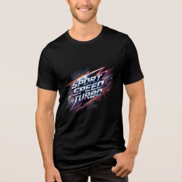 メンズ スポーツ スピード ターボ レーシング ブラック Tシャツ