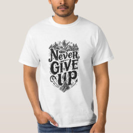 メンズ ネバーギブアップ マウンテンイーグル モチベーショナルTシャツ Tシャツ