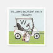 メンズ バチェラーパーティー ゴルフ テーマ モノグラム スタンダードカクテルナプキン (正面)