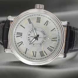 メンズ パーソナライズド ヴィンテージ ウォッチ – ブラック レザー