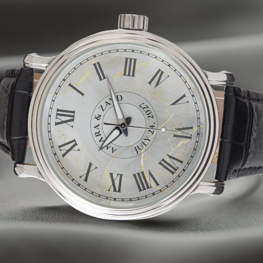 メンズ パーソナライズド ヴィンテージ ウォッチ – ブラック レザー