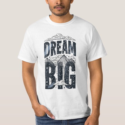 メンズ ビッグマウンテンナイトスカイ 夢を叶える Tシャツ (正面)