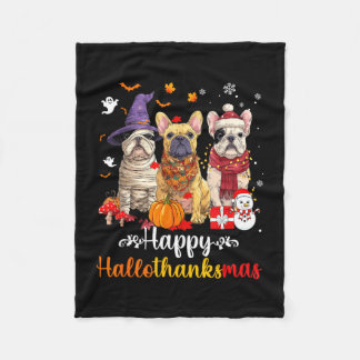 メンズ フレンチブルドッグ 犬 クリスマス ハロウィン フリースブランケット