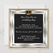 メンズ ブラック ゴールド シルバー 誕生日 プリンス キング 招待状 (裏面)