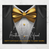 メンズ ブラック ゴールド タキシード 誕生日 ワインボトルラベル スパークリングワインラベル (シングルラベル)