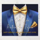 メンズ ブルー ゴールド タキシード 誕生日 ワインボトルラベル スパークリングワインラベル (シングルラベル)