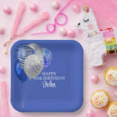 メンズ ブルー 誕生日 ペーパープレート (パーティー)