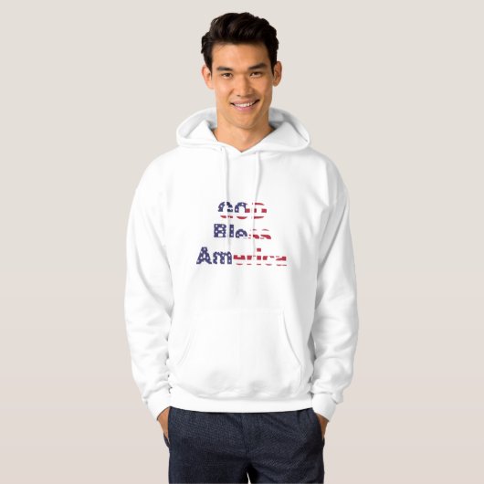 メンズ プレミアム God Bless America フーディ - 愛国心 パーカ (正面フル)
