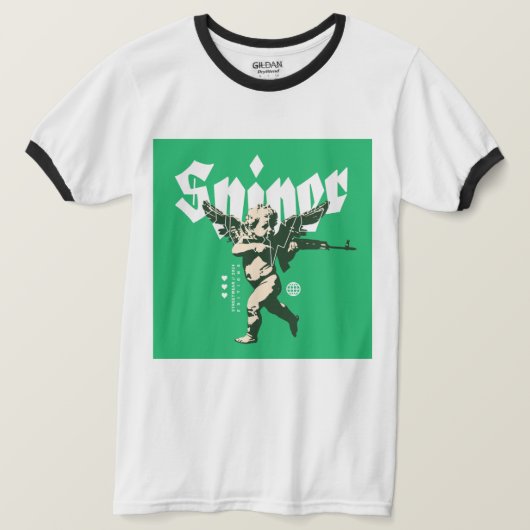 メンズ ベーシック リンガー Tシャツ (デザイン正面)