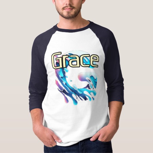 メンズ ベーシック 3/4 スリーブ ラグラン Tシャツ (正面)