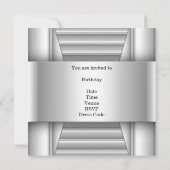 メンズ ホワイト スタイル シルバー 誕生日パーティー 招待状 (裏面)