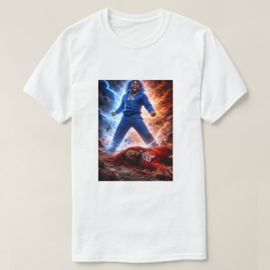 メンズ ホワイト ルート VS ムーディー Tシャツ (デザイン正面)