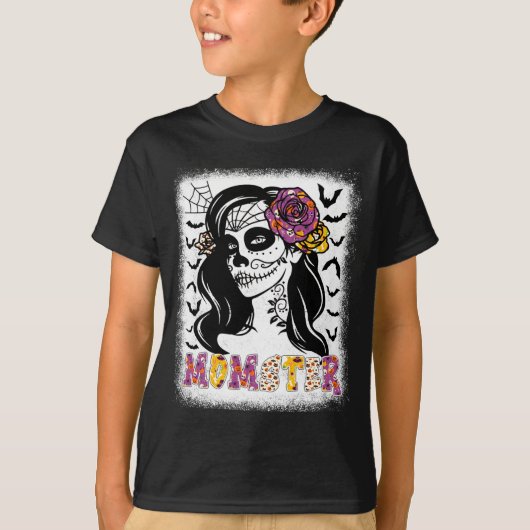 メンズ マムスター おもしろ ドクロ メッシー バン ゾンビ ママ Tシャツ (正面)