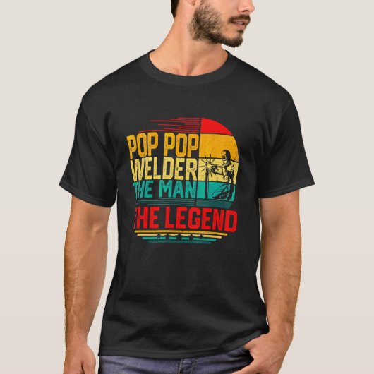メンズ メンズ ヴィンテージ ポップ ポップ溶接工 伝説の男 Tシャツ (正面)