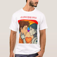 メンズ ラブイズラブ 人間ロボットカップルTシャツ