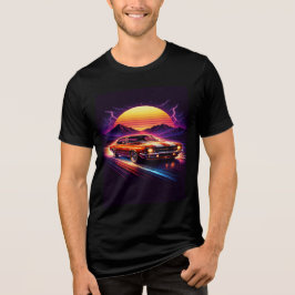 メンズ レトロカー モデル ブラックTシャツ トライブレンドＴシャツ