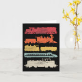 メンズ レトロ 列車 愛好家 ヴィンテージ 鉄道 列車 チャ カード (黄色い花)