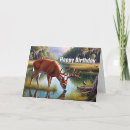 メンズ ワイルドライフ 鹿 誕生日 グリーティングカード