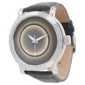 メンズ ヴィンテージ ブラック レザー ストラップ ウォッチ (アングル)