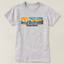 メンズ ヴィンテージ 海岸 海の波 Tシャツ - COASTV