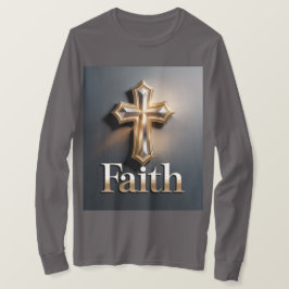 メンズ 信仰 クロス グレーTシャツ Tシャツ