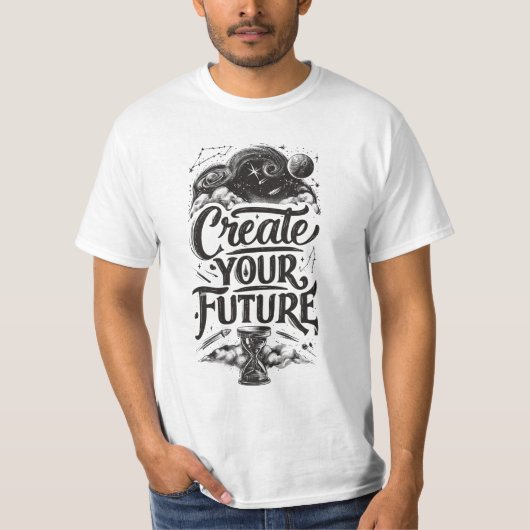 メンズ 未来創造 霊感 白 Tシャツ (正面)
