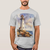 メンズ 水彩画 ighthouse 海洋ギフト tシャツ (正面)